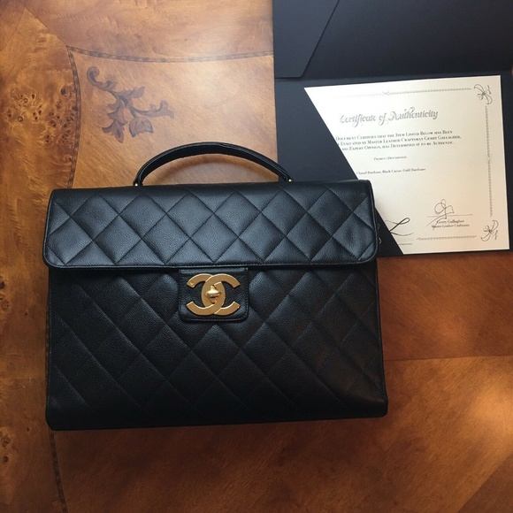 Vintage Chanel Black Caviar Briefcase Gold HW - Picture 7 of 8